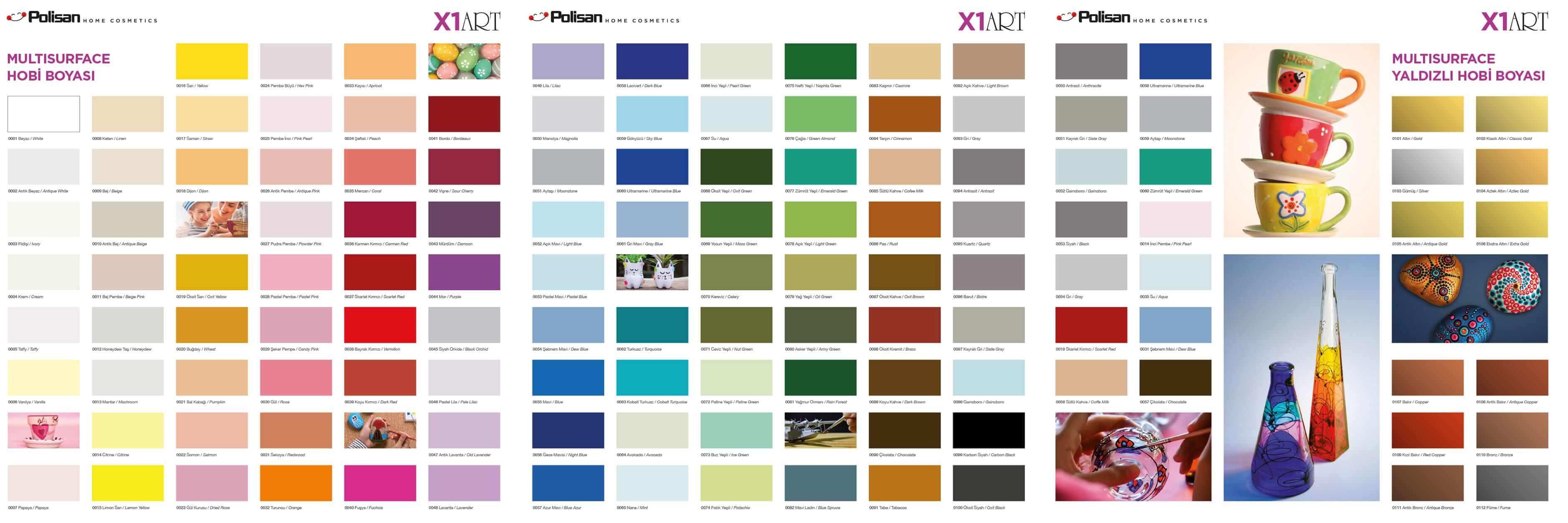 polisan x1 art multisurface renk kartelası
