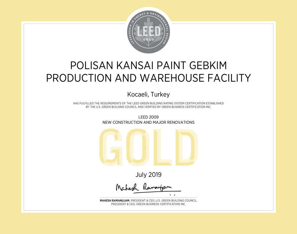 Polisan Kansai LEED Gold Belgesi